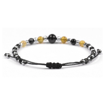 Bransoletka celebrytka czarny TURMALIN AGAT HEMATYT ochrona i odwaga